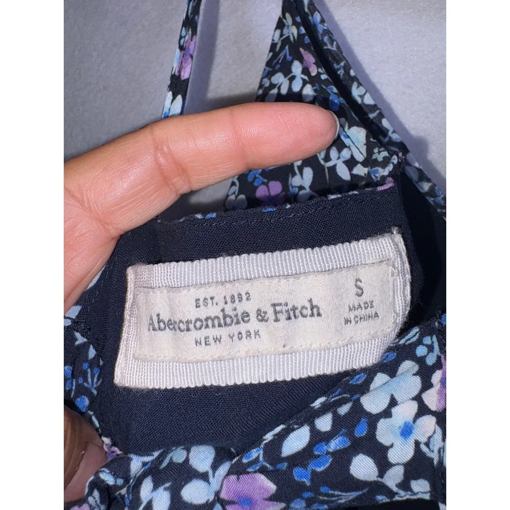 Abercrombie & Fitch Floral Maxi Dress Blue Purple Tie Back Cutout Small